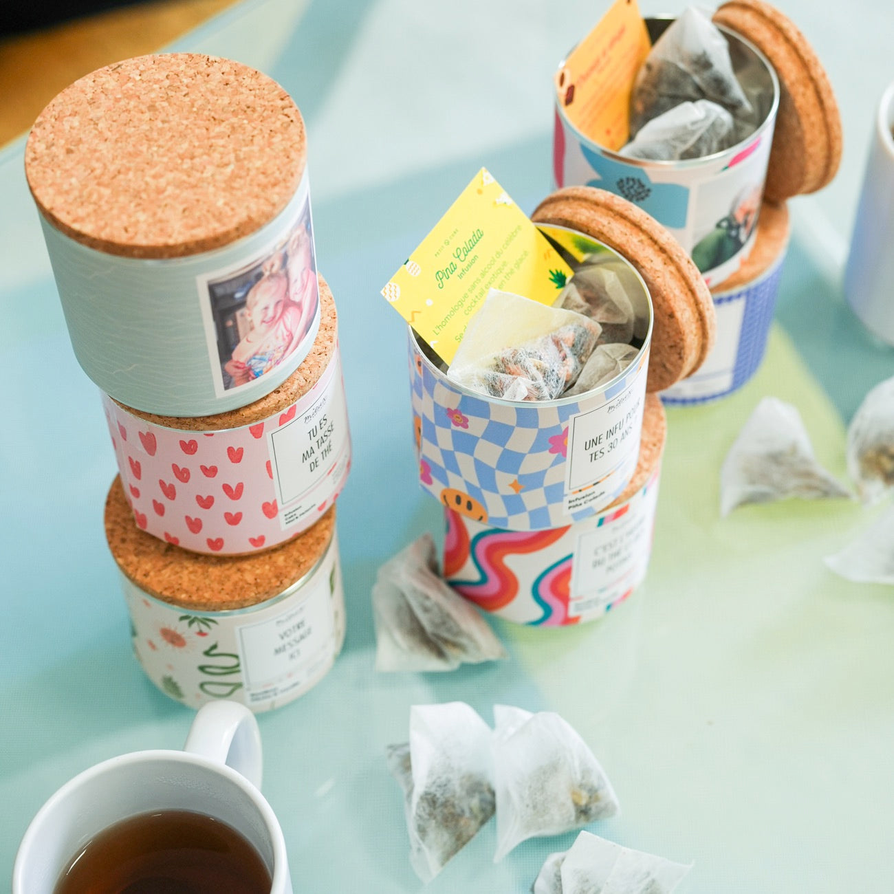 Boîte de thé personnalisée avec photo en gros plan