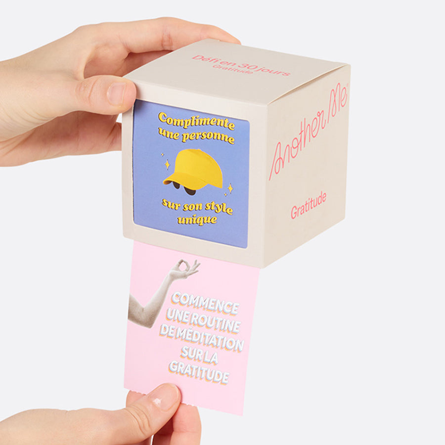 Couverture du défi de gratitude avec illustrations colorées.