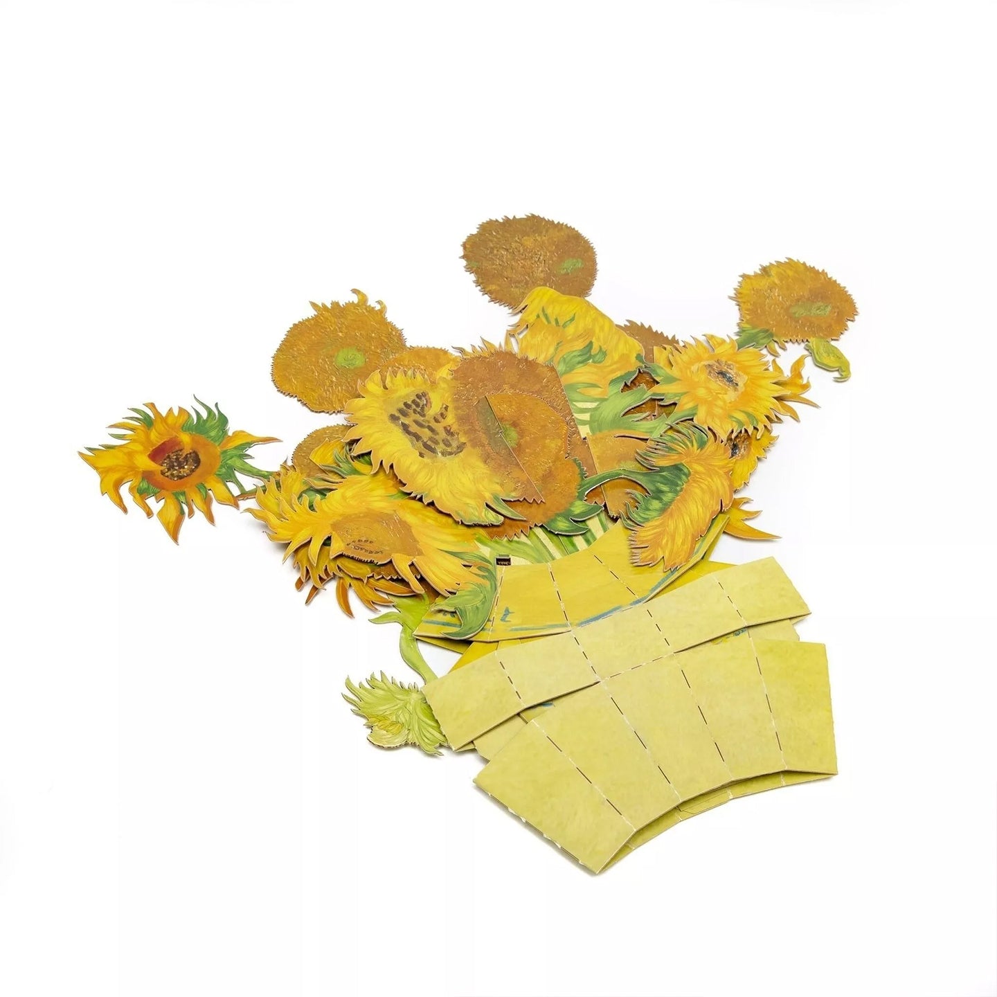 Bouquet de tournesols en papier inspiré de Van Gogh, vue de face.