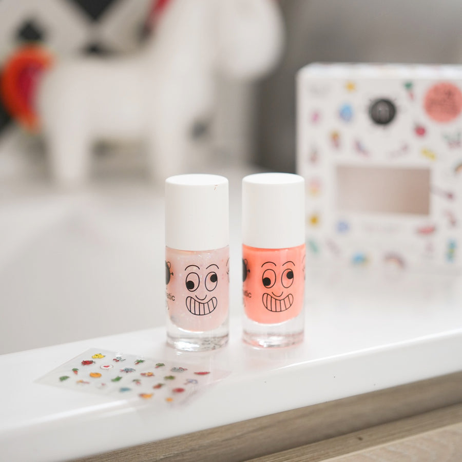 Coffret de vernis corail et paillettes pour enfants