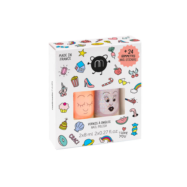 Coffret de vernis pour enfants avec paillettes et corail