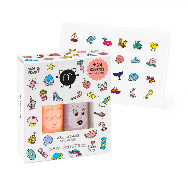 Coffret de vernis pour enfants avec paillettes et corail