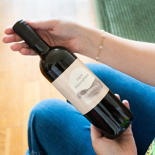 Bouteille de vin rouge avec étiquette personnalisée pour papy
