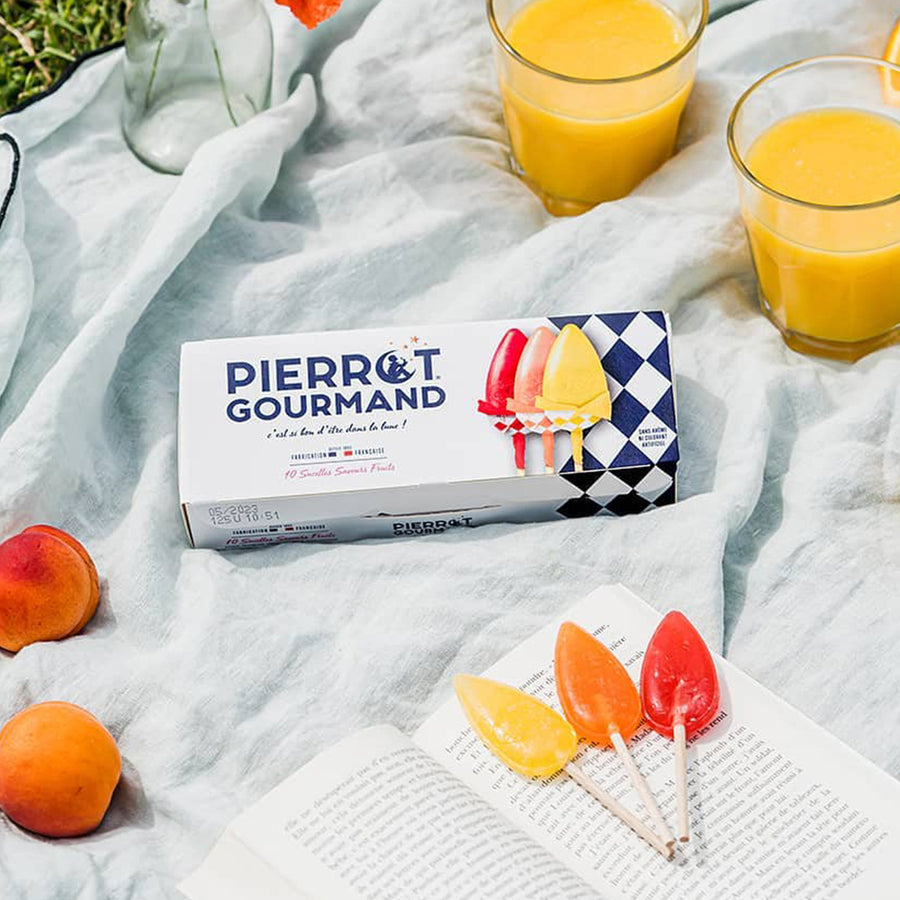 Etuis 10 sucettes saveur fruits Pierrot Gourmand