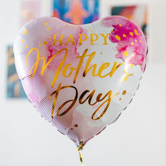 Ballon Fête des Mères Aquarelle sur fond blanc