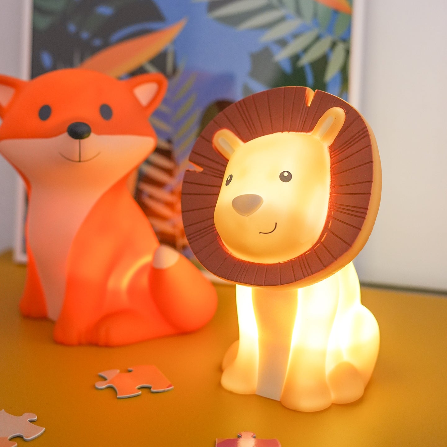 Veilleuse lion avec texture douce et lumière apaisante