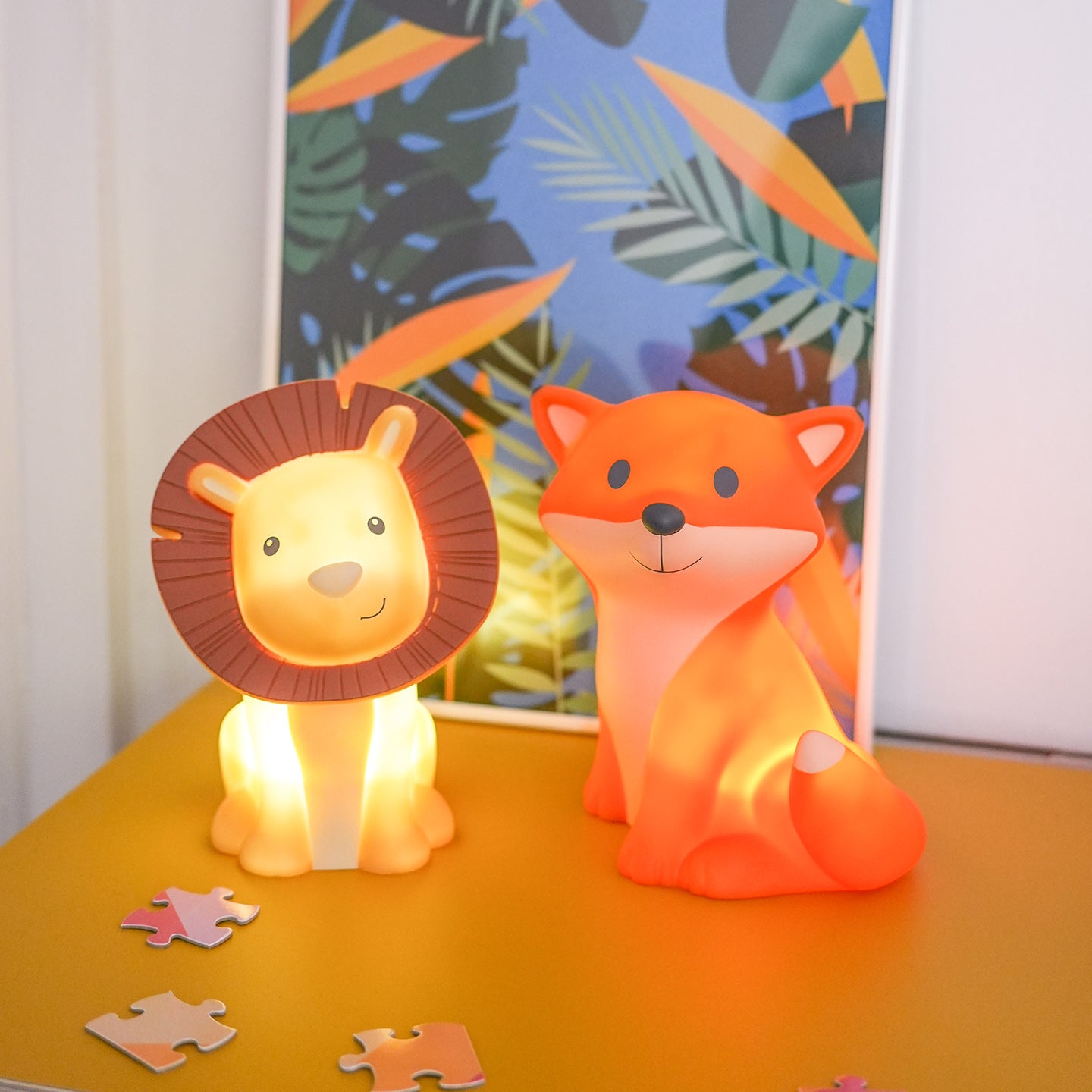 Veilleuse lion avec texture douce et lumière apaisante