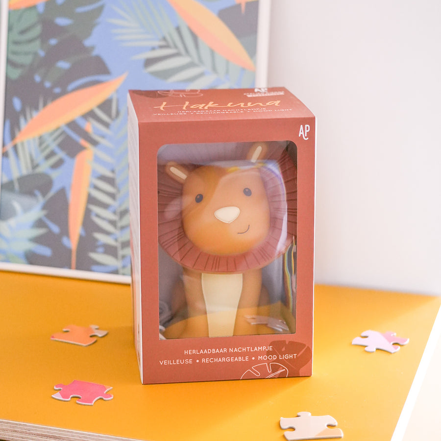 Veilleuse lion avec texture douce et lumière apaisante