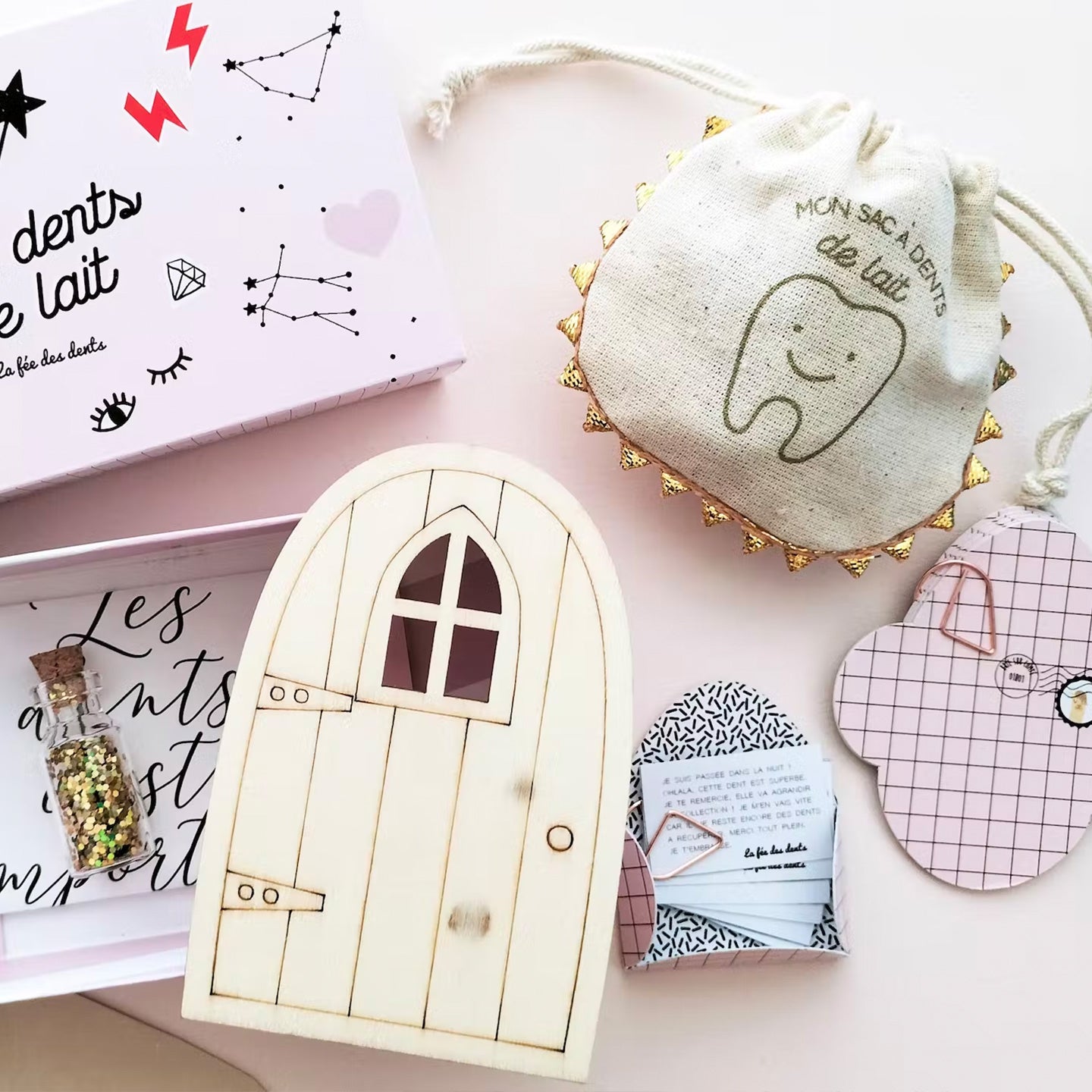 Sac à dent en tissu avec lettres de la fée pour enfants