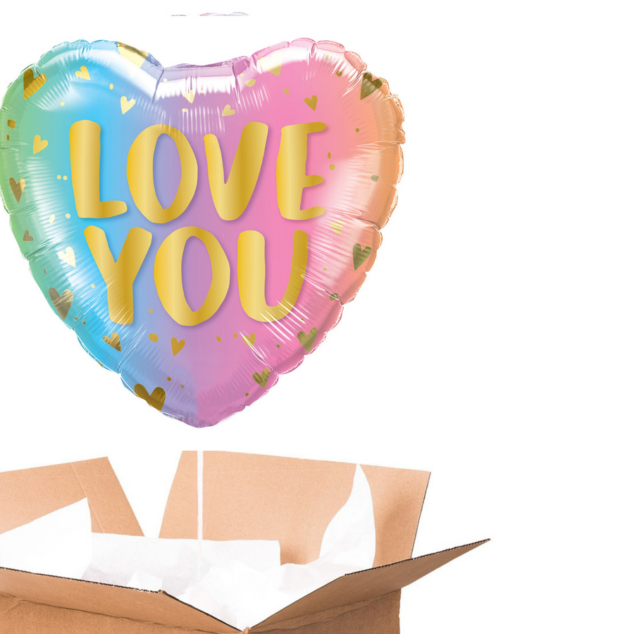 Ballon Love You Pastel sur fond blanc