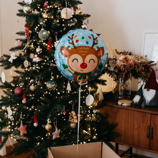 Ballon Renne de Noël avec motif de renne et flocons de neige.