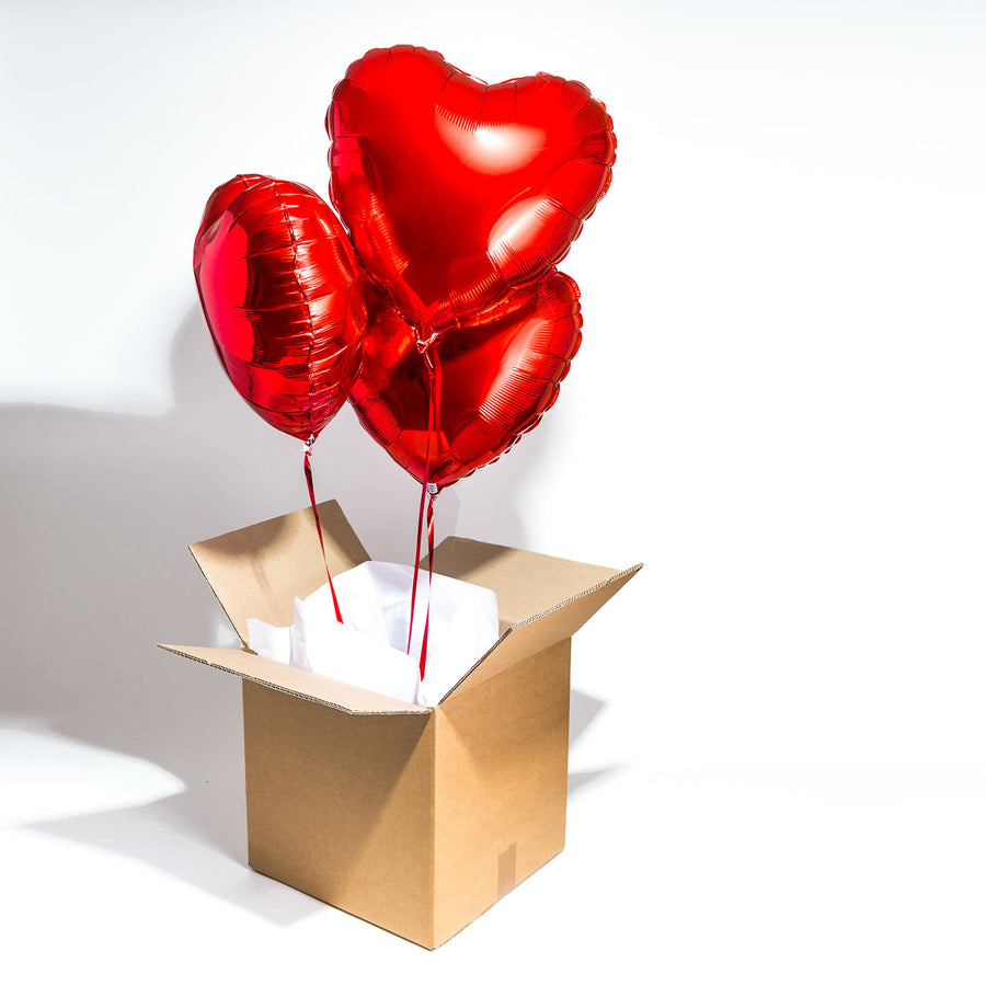 Box 3 Ballons Coeurs en forme de coeur sur fond blanc
