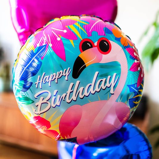 Ballon Happy Birthday Flamingo - Mieux Que des Fleurs