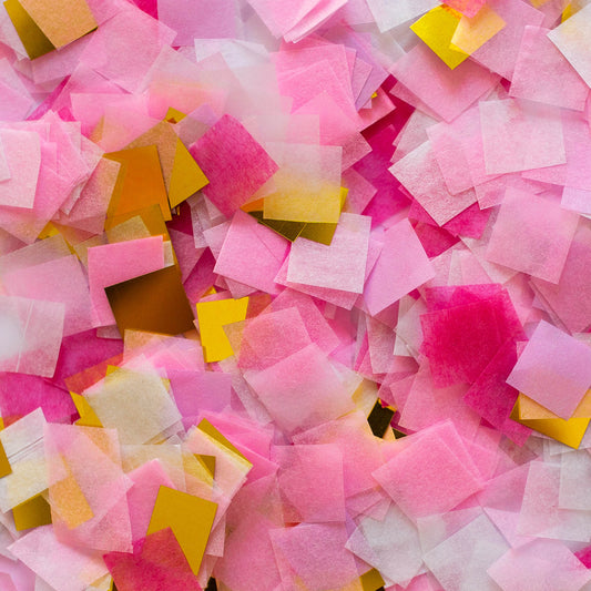 BAM Box confettis avec motif de coeurs colorés sur fond blanc