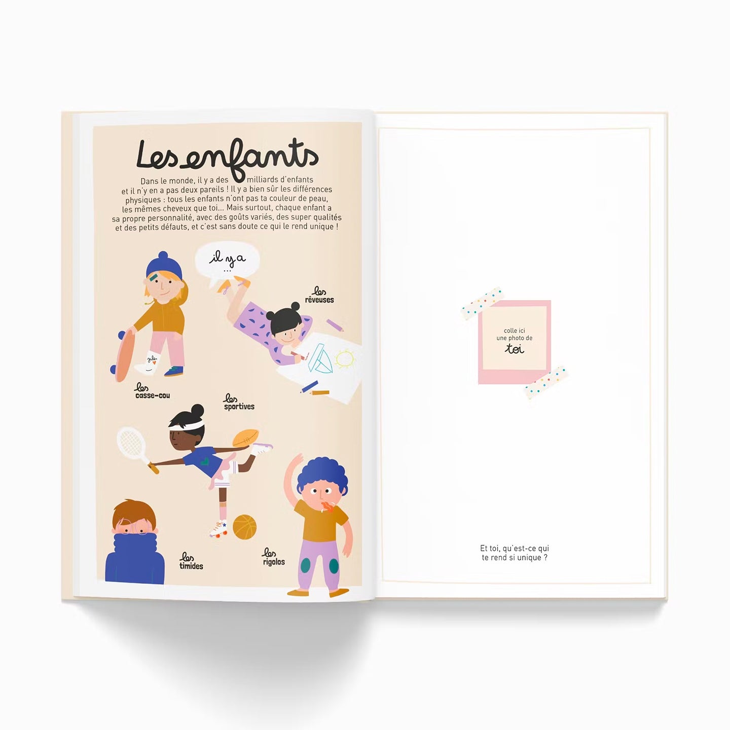 Livre pour enfants avec couverture colorée et illustrations ludiques.