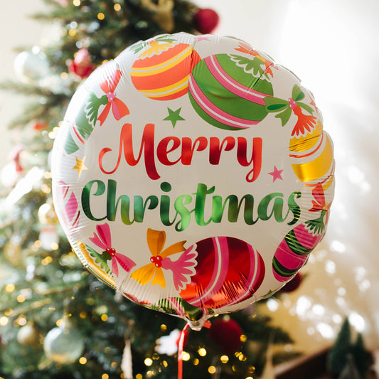 Ballon Merry Christmas rouge et blanc avec inscription festive