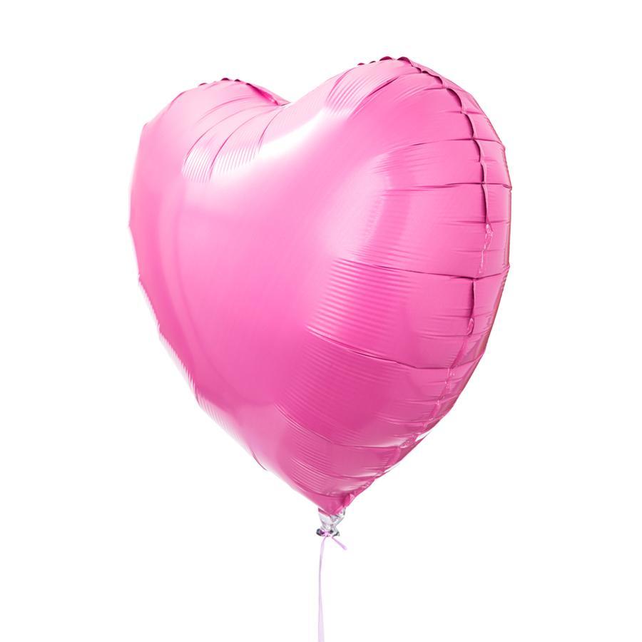 Pack de 3 ballons en forme de cœurs rose bonbon, idéal pour offrir en cadeau.