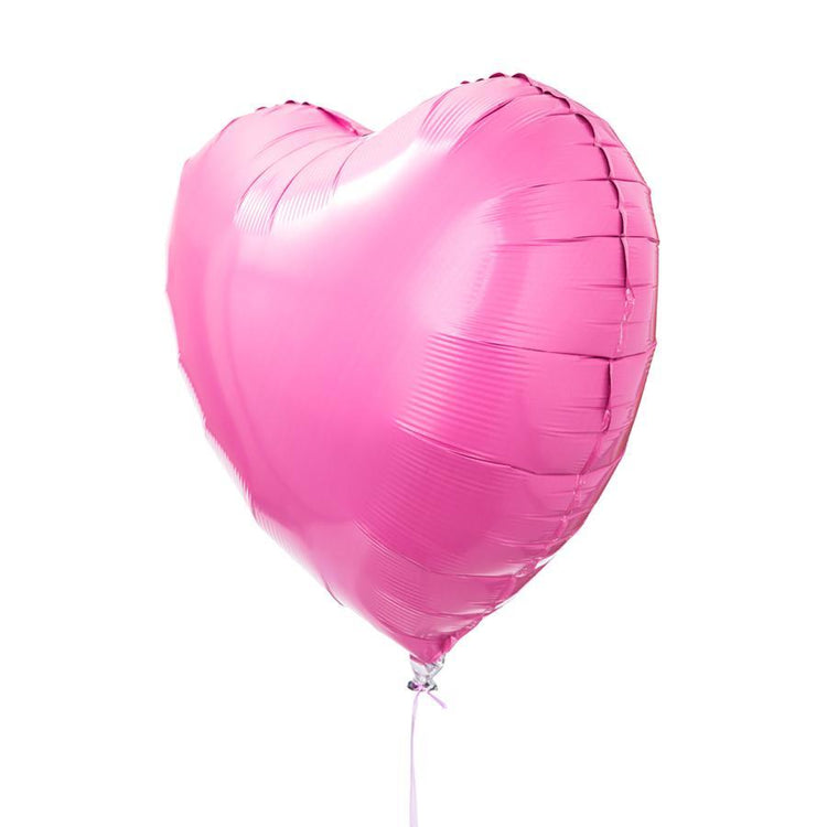 Pack 4 ballons coeurs rose bonbon, idéal pour offrir en cadeau.