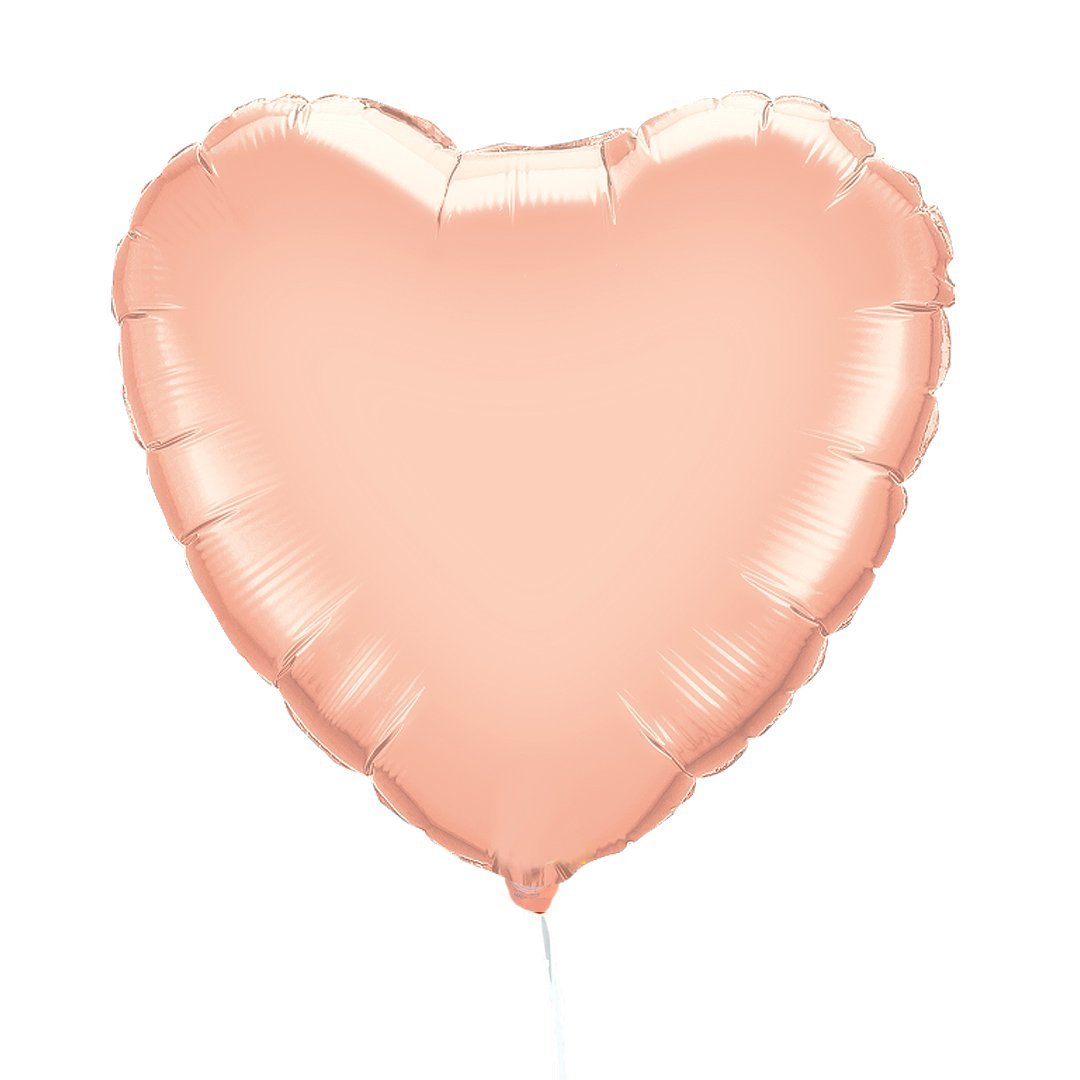 Box 3 Ballons Coeurs rose gold, ensemble de ballons en forme de coeurs dans une boîte cadeau.