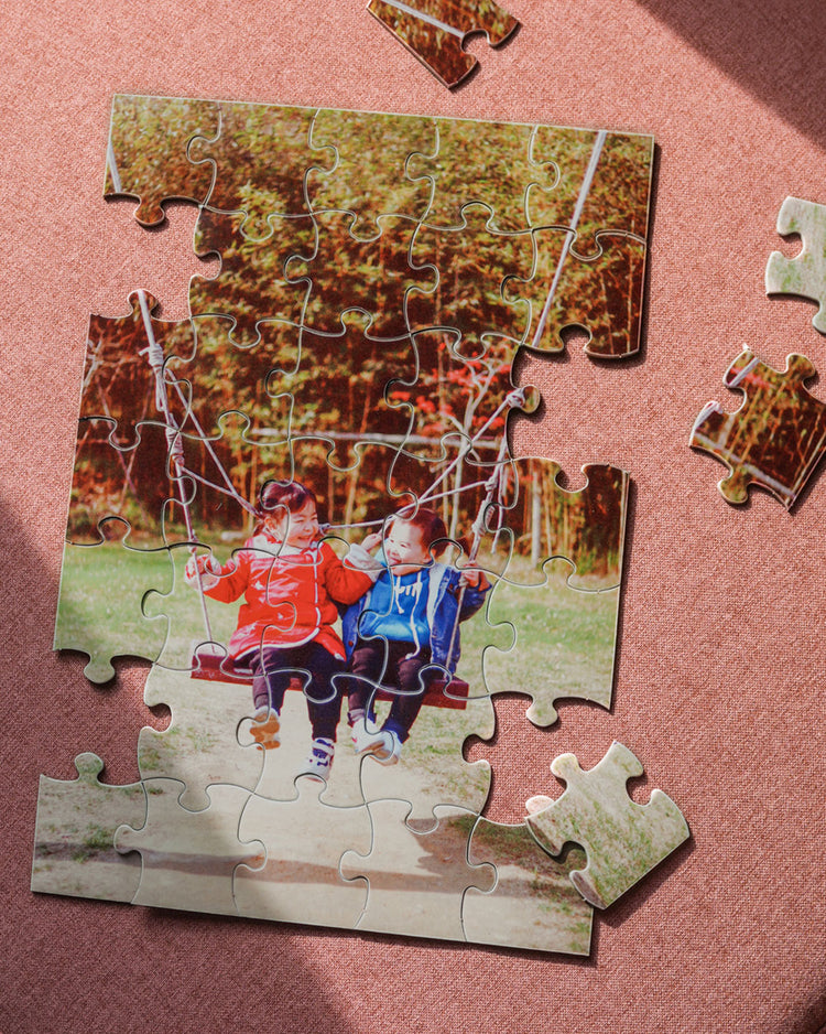 Puzzle personnalisé avec photo d'enfants, vue de dessus
