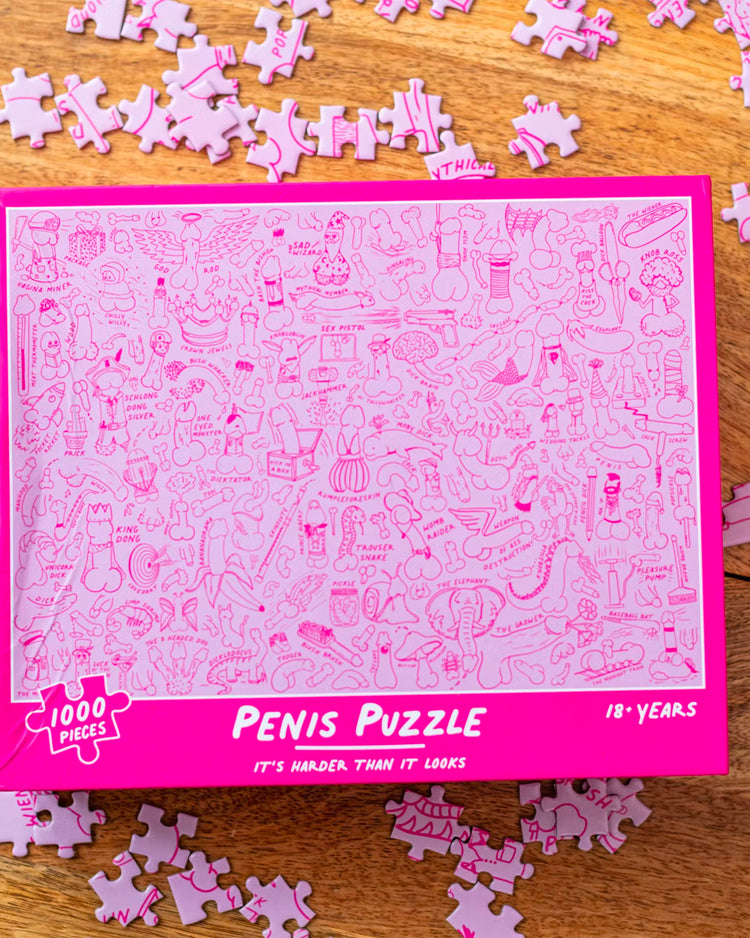 Puzzle humoristique avec illustrations de pénis en détail