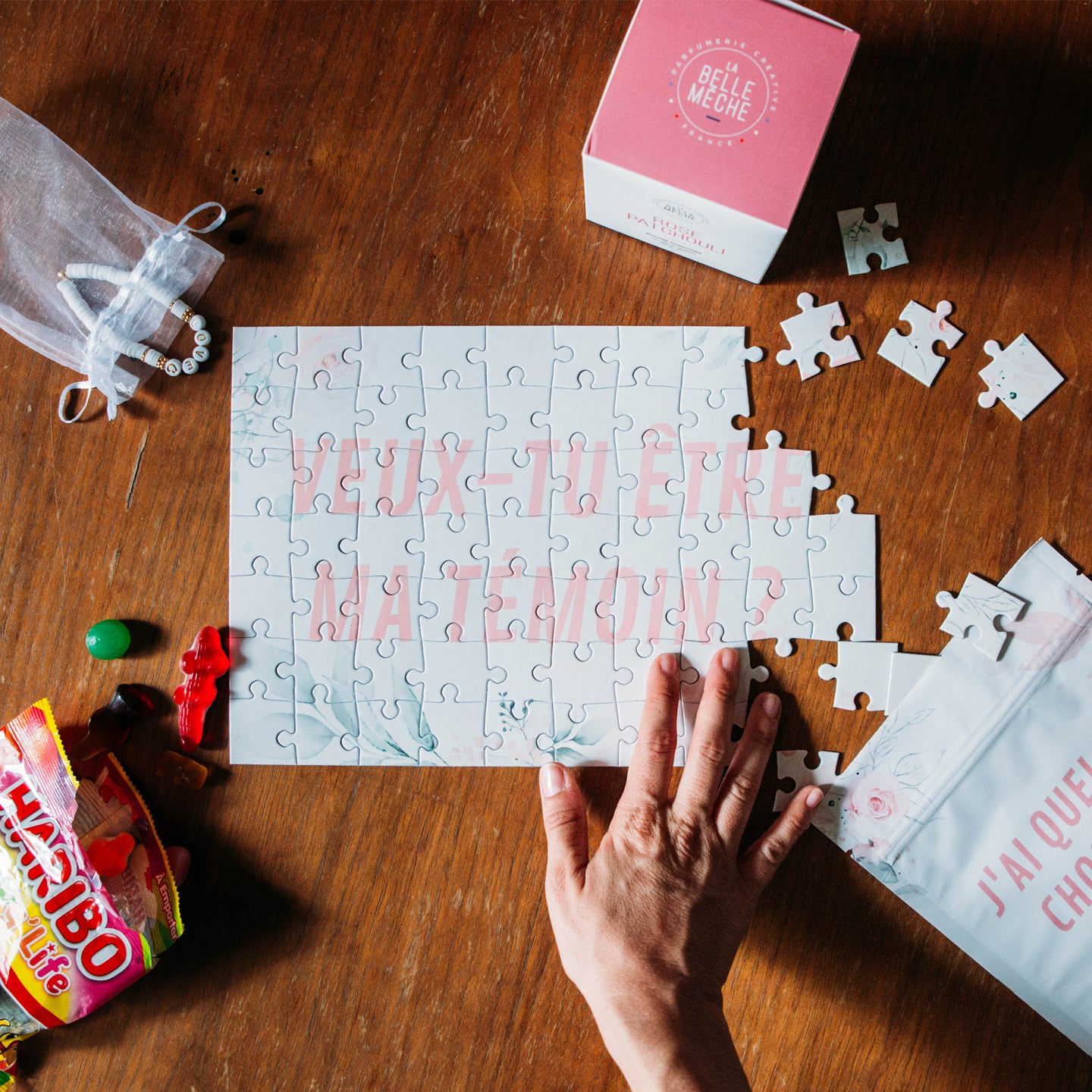 Puzzle personnalisé avec message de demande en mariage.