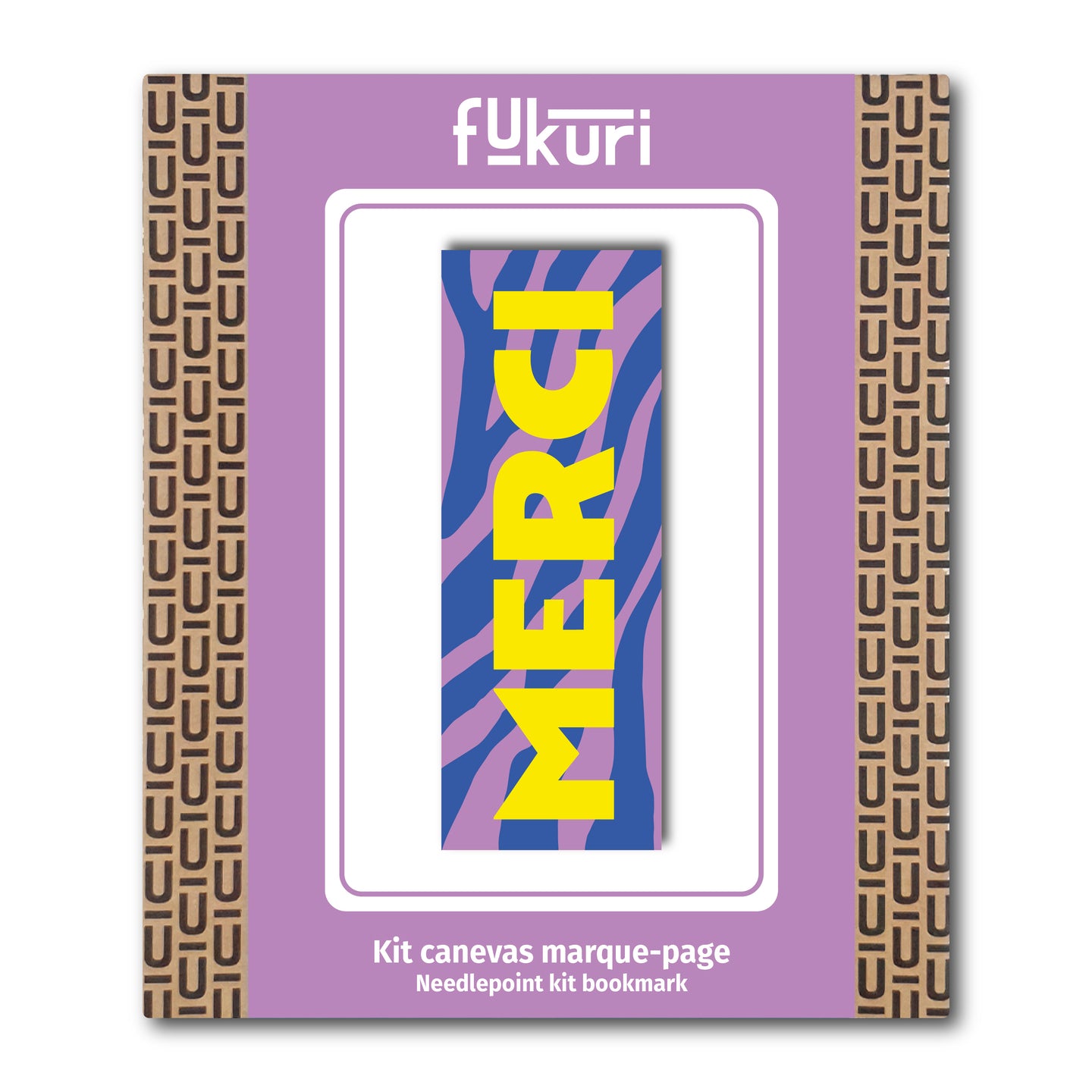 Marque-page à broder avec motif zébré en gros plan