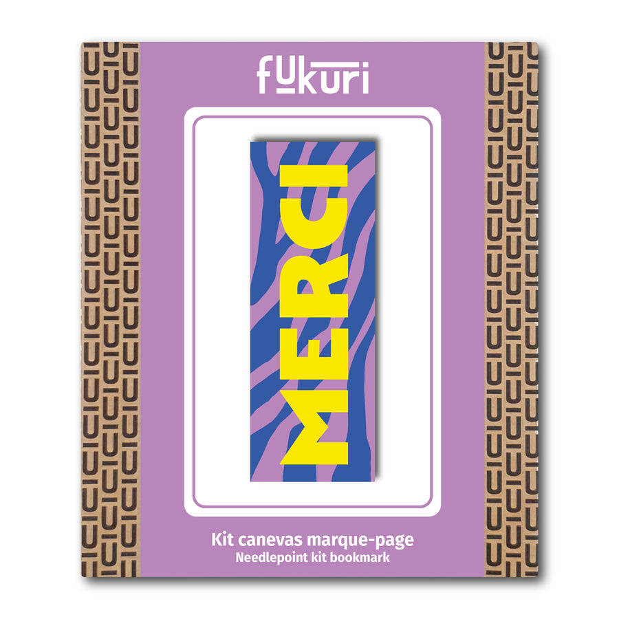 Marque-page à broder avec motif zébré en gros plan