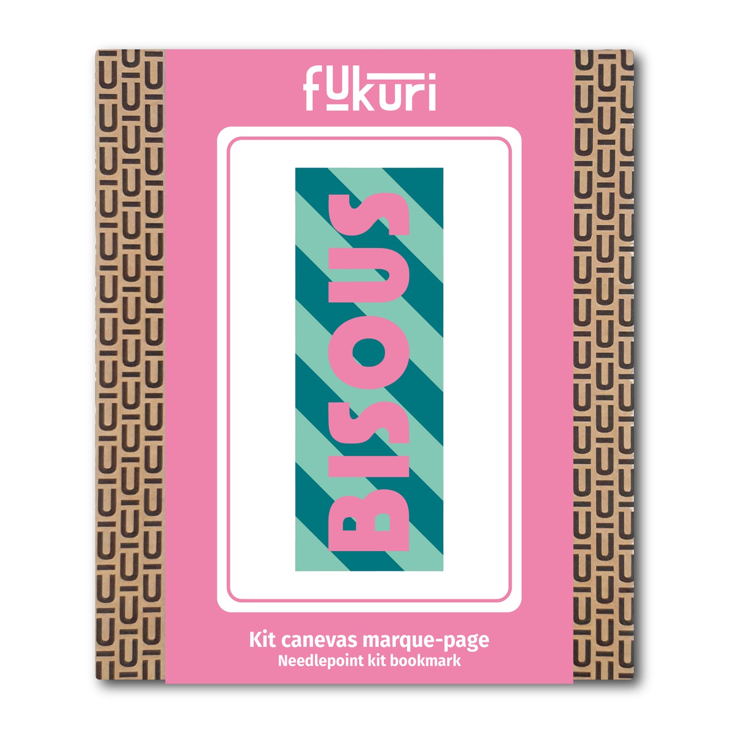 Marque-page à broder avec motif zébré et message 'Bisous
