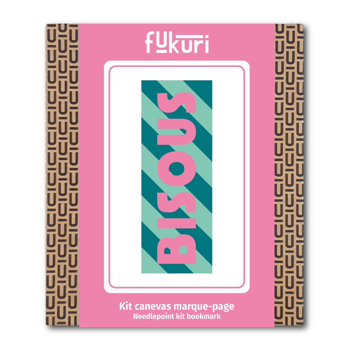 Marque-page à broder avec motif zébré et message 'Bisous