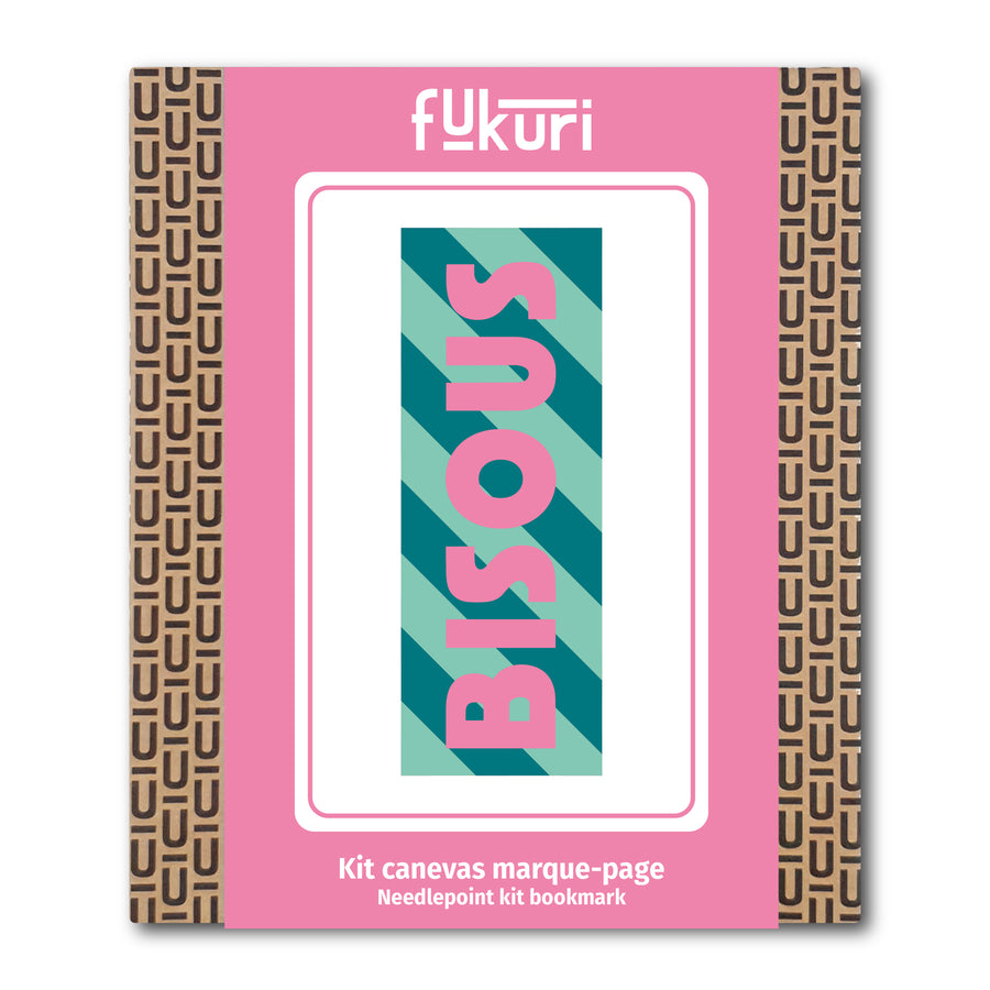 Marque-page à broder avec motif zébré et message 'Bisous