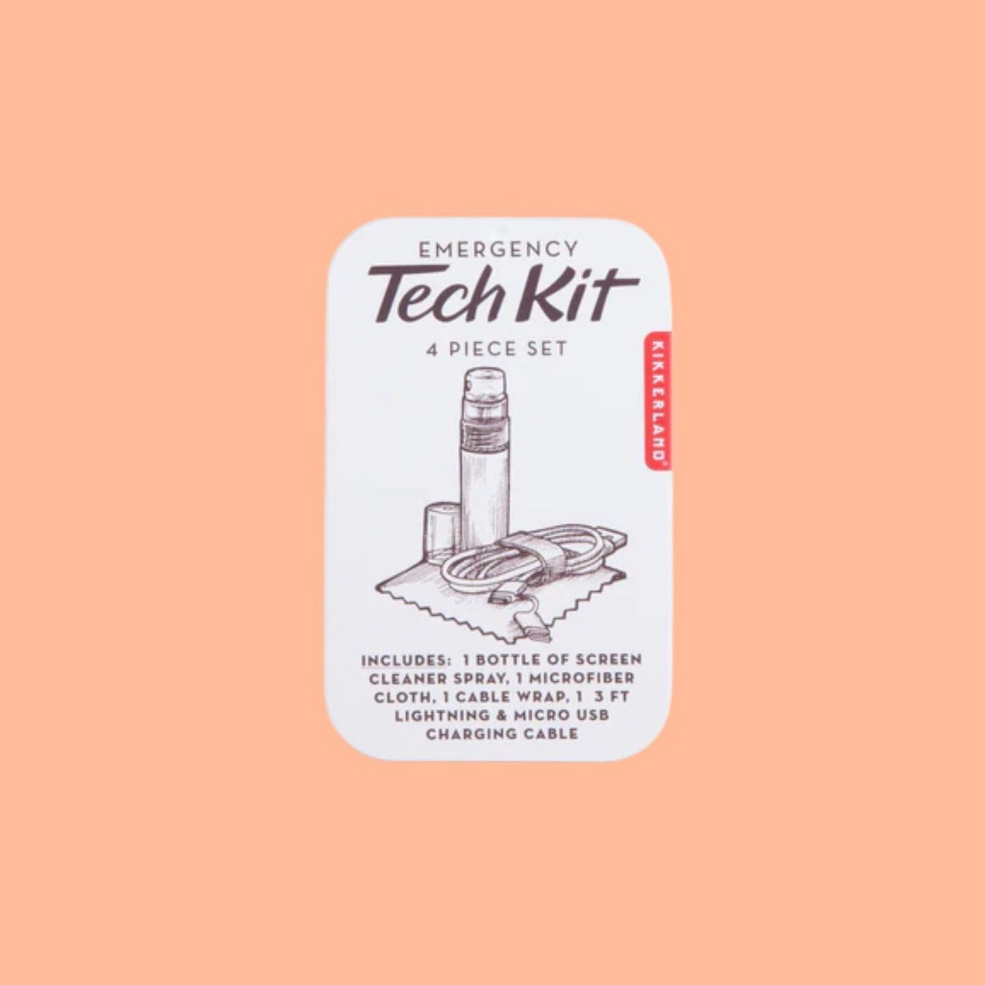 Kit de secours pour téléphone avec câble USB et chiffon microfibre
