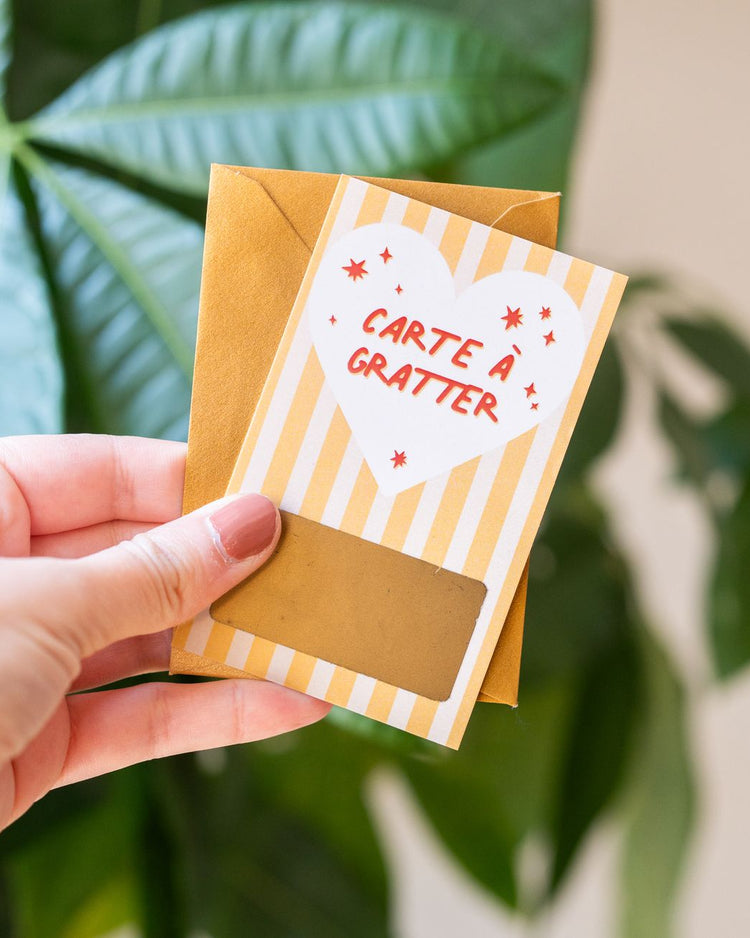 Carte à gratter avec motif doré et message inspirant