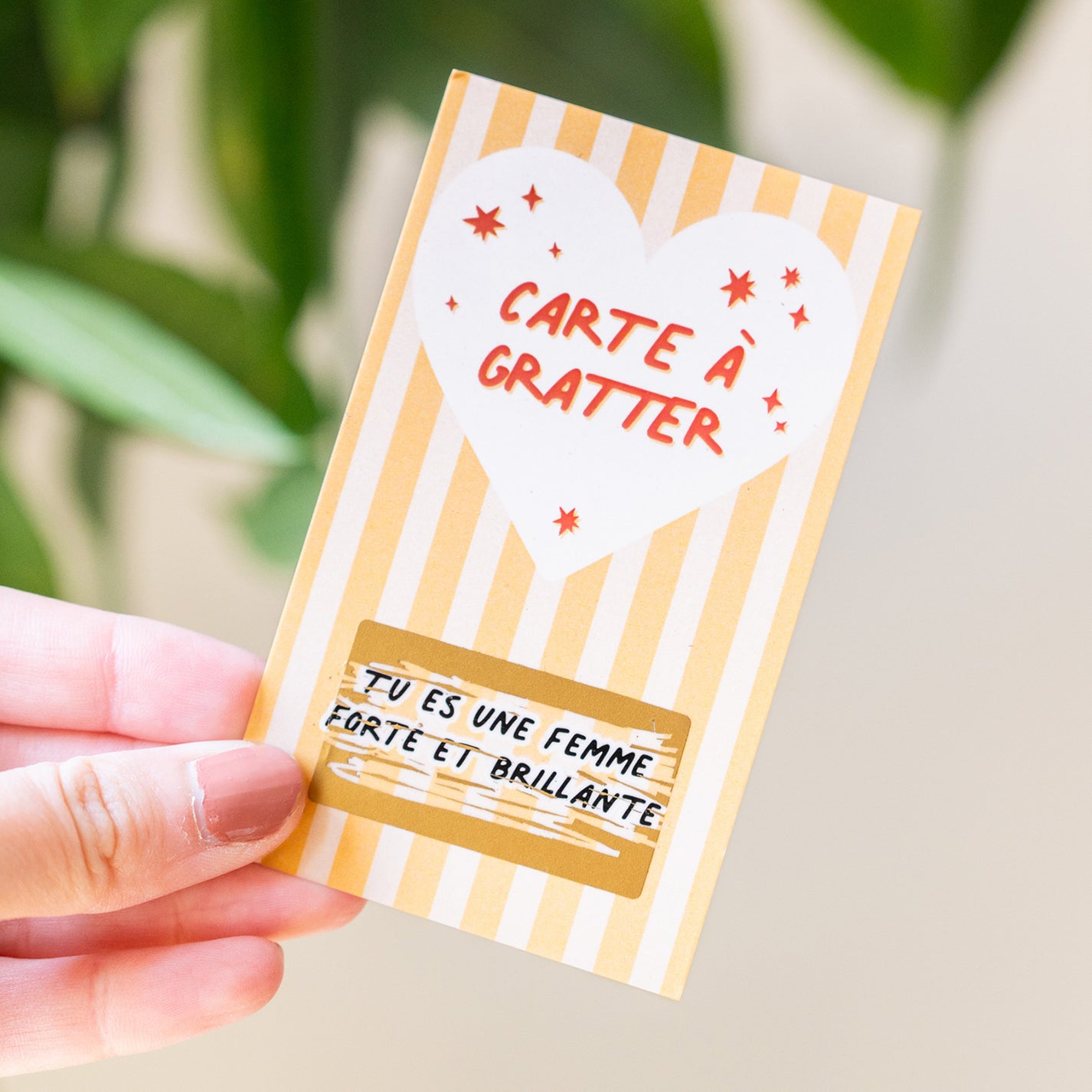 Carte à gratter avec motif doré et message inspirant
