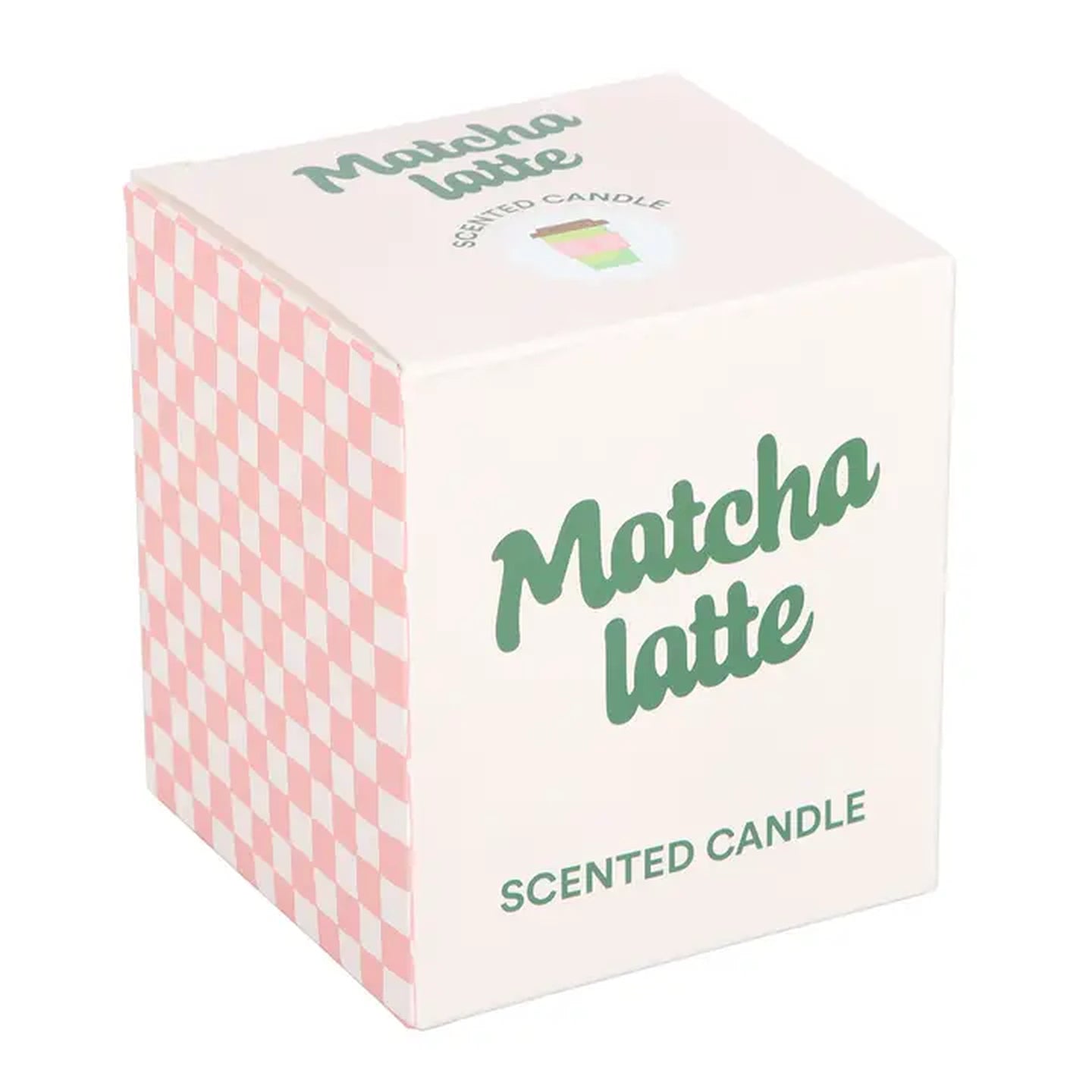 Bougie Matcha dans un pot en verre élégant, vue de dessus