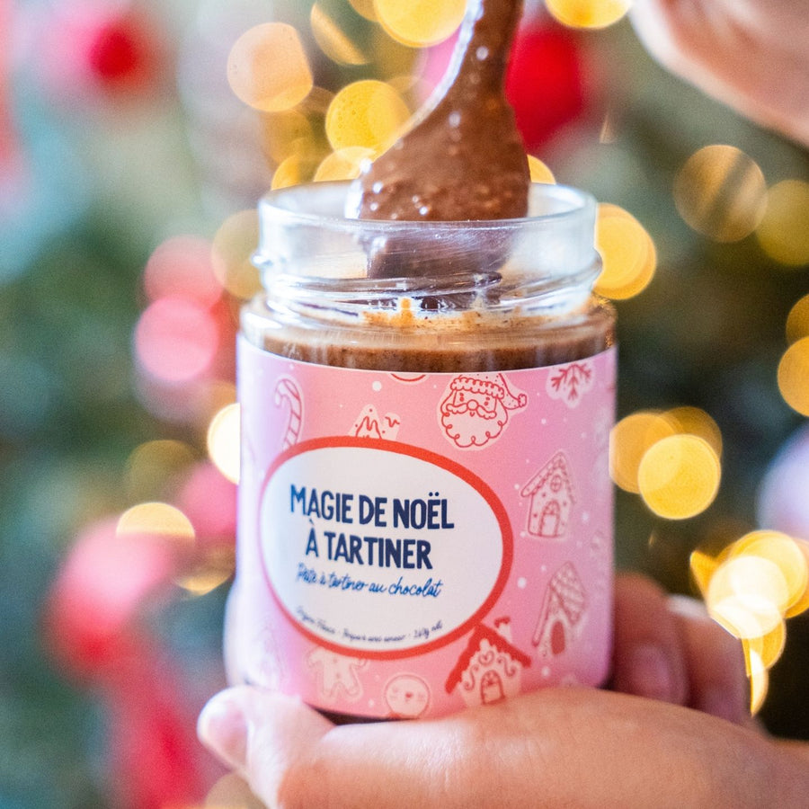 Pâte à tartiner chocolatée avec motif festif de Noël