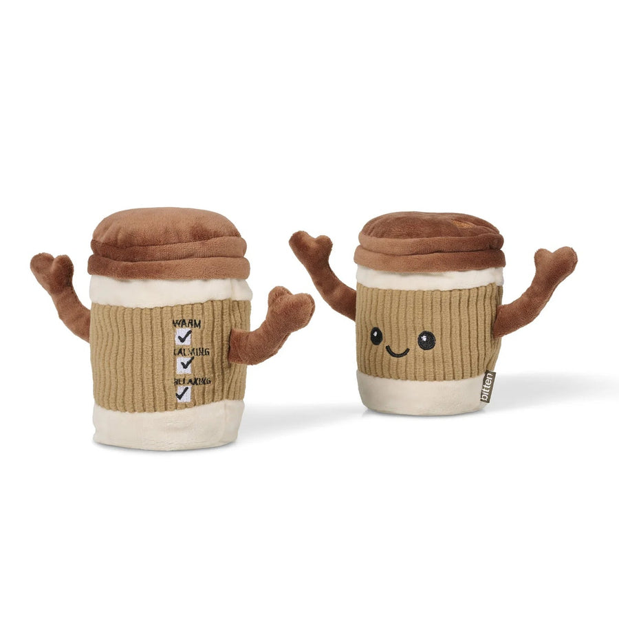 Bouillotte café latte en forme de gobelet avec bras câlins