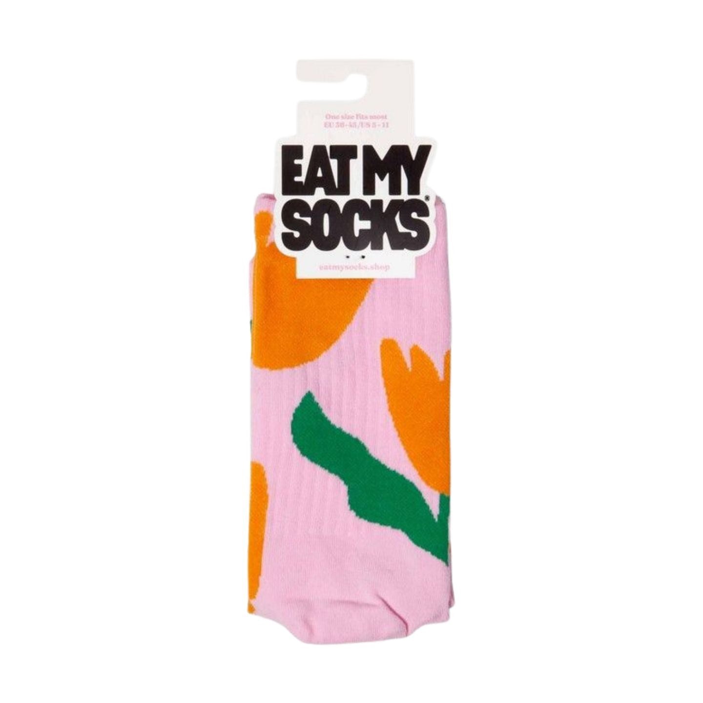 Chaussettes tulipes avec motif floral coloré en gros plan