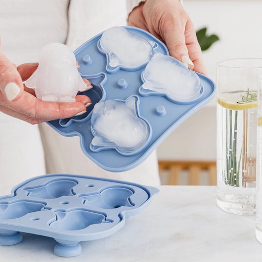 Moule à glaçons en forme de pingouins, vue de dessus