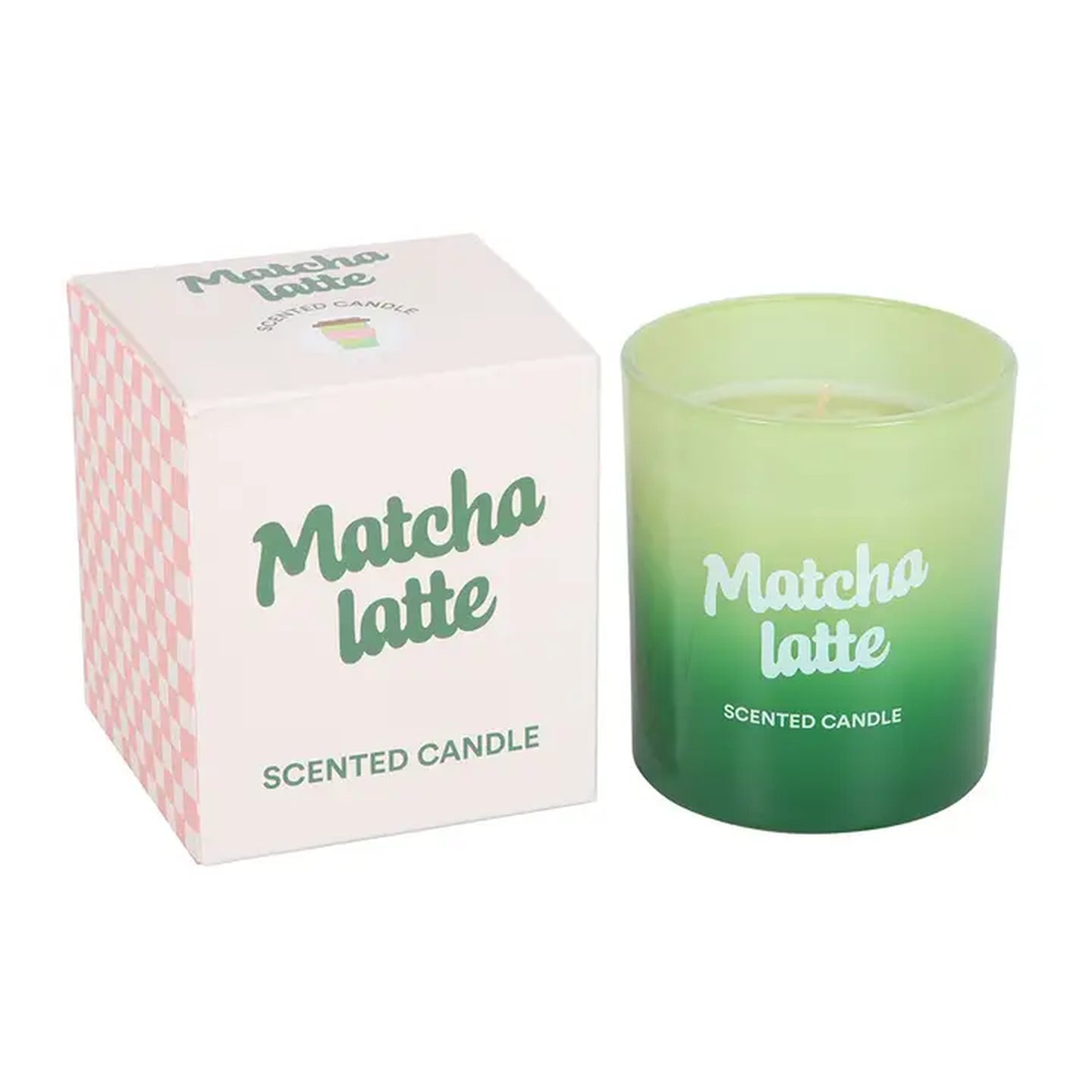 Bougie Matcha dans un pot en verre élégant, ambiance apaisante