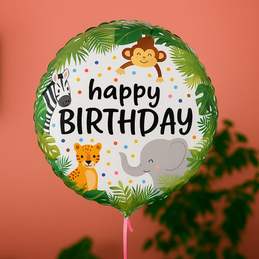 Ballon d'anniversaire avec motifs d'animaux colorés
