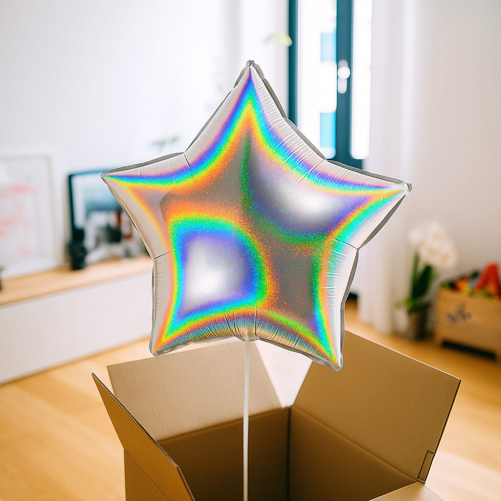 Ballon étoile argenté avec reflets brillants sur la surface