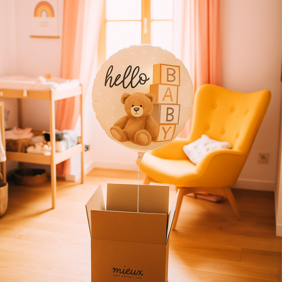 Ballon Hello Baby Ours avec motif d'ours mignon et doux.