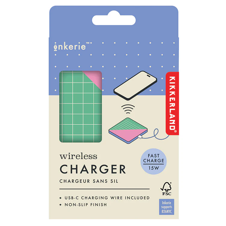 Batterie externe sans fil avec motif graphique coloré