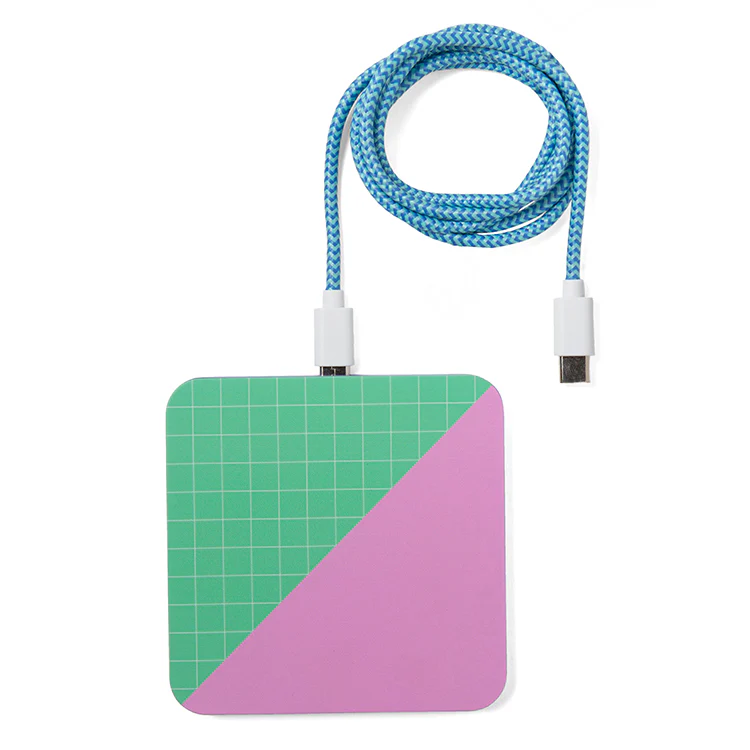 Batterie externe sans fil avec motif graphique coloré
