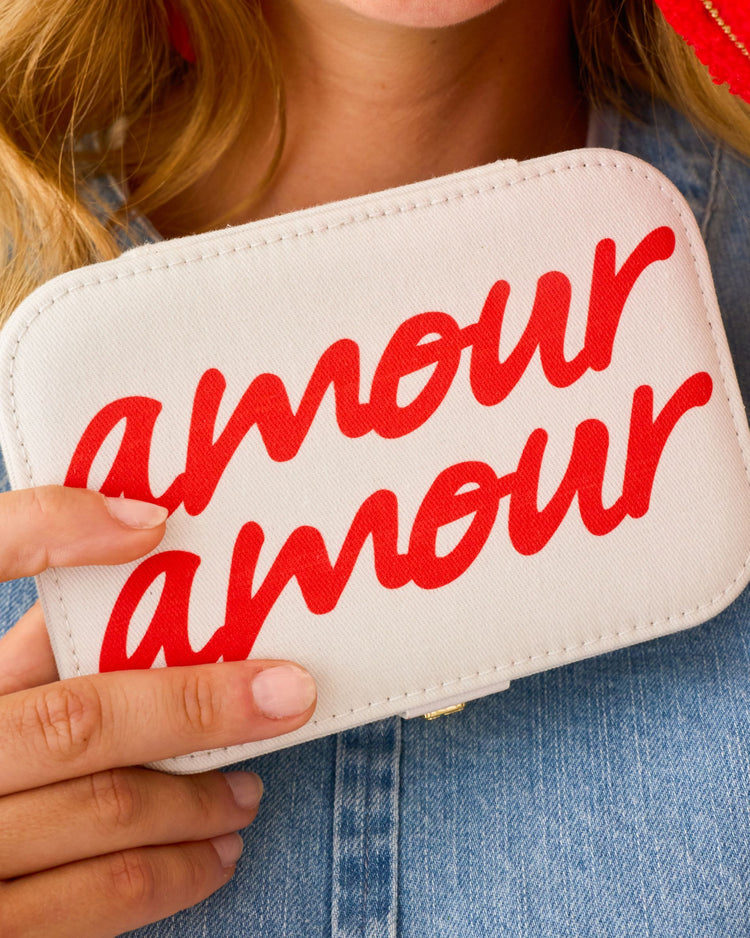 Boîte à bijoux Amour avec miroir et motif élégant