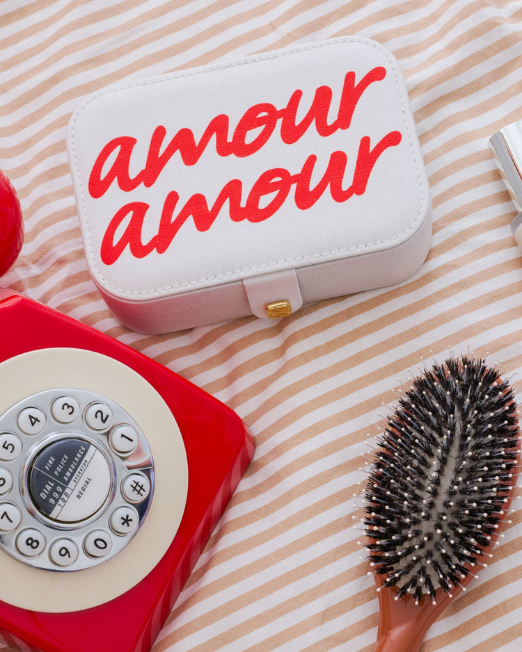 Boîte à bijoux Amour avec miroir et texture douce au toucher