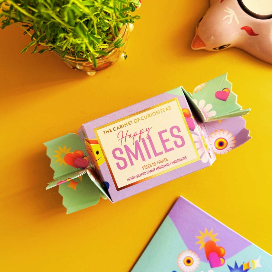 Papillote de bonbons Happy avec motif coloré et fruits