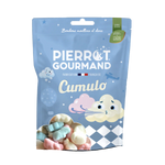 Bonbons en forme de nuage sur fond pastel, texture moelleuse.