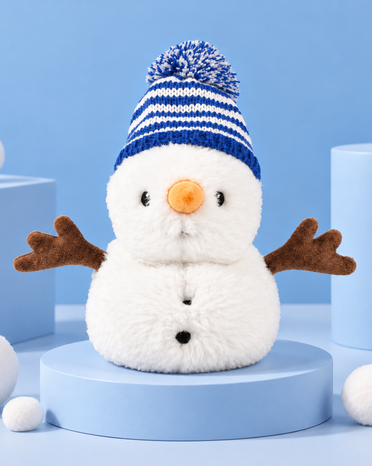 Bouillotte en forme de bonhomme de neige avec texture douce